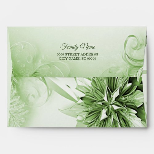 Green Floral Christmas Holiday Envelope