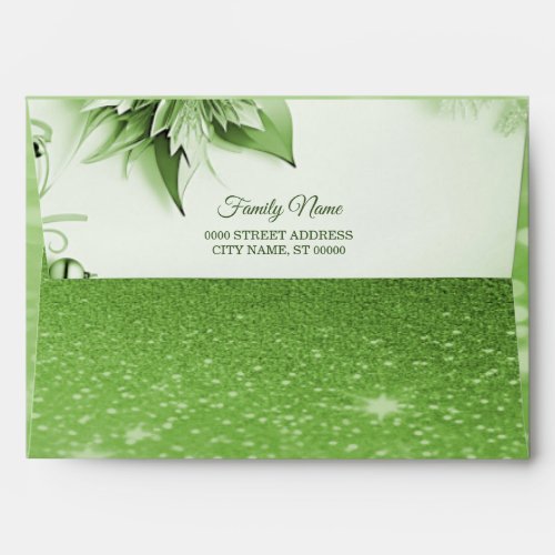 Green Floral Christmas Holiday Envelope