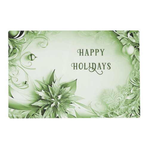 Green Floral Christmas Holiday Paper Placemat