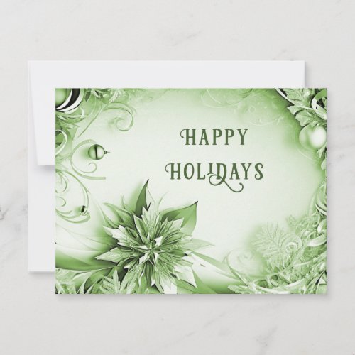 Green Floral Christmas Holiday Postcard