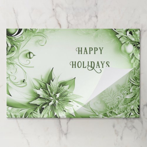 Green Floral Christmas Holiday Tearaway placemat