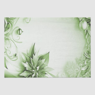 Green Floral Christmas Holiday Tissue Paper