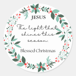 Green floral Christmas stickers