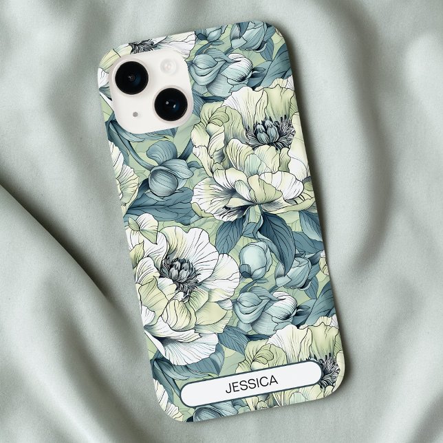 Green Floral Cute Flowers Pattern Custom Modern Case-Mate iPhone Case (Green Floral Cute Flowers Pattern Custom Modern Case-Mate iPhone Case)