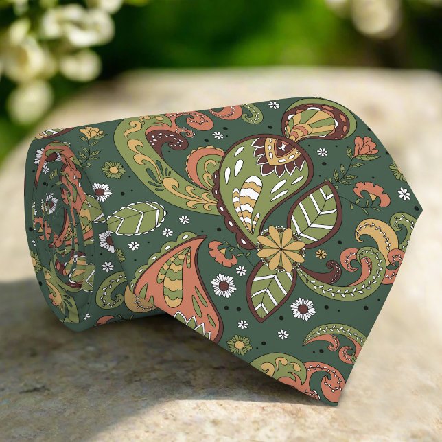 Green Floral Danmask Abstract Flower Art Neck Tie (Creator Uploaded)