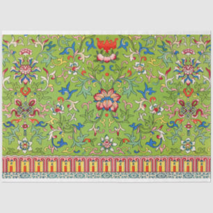 Green floral decoupage tissue paper