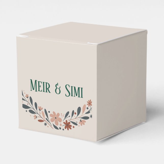 Green floral dinner party Favor Box (Front Side)