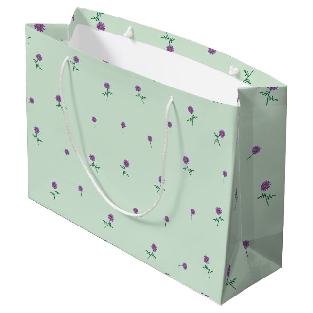 Green Floral Ditsy Large Gift Bag (Back Angled)