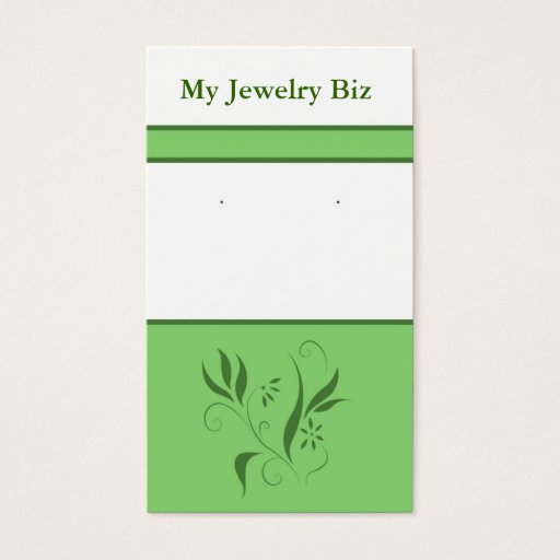 Customizable Green Floral Earring Cards Business Cards