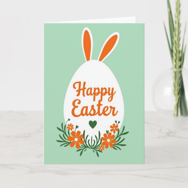 Green Floral Easter Card (Front)