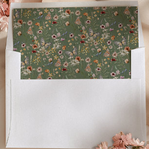 Green Floral Envelope Liner
