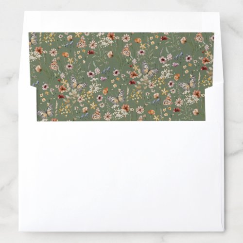 Green Floral Envelope Liner