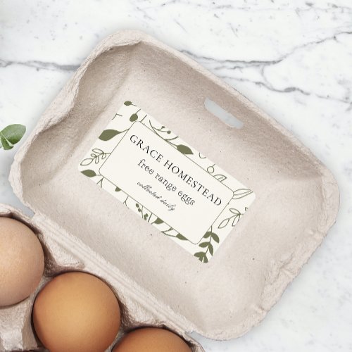 Green Floral Farm Chicken Egg Carton Product Label