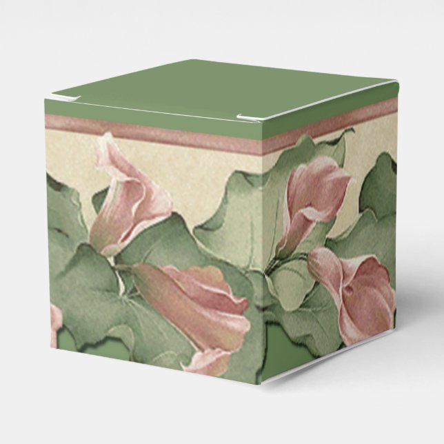 Green Floral Favor Box (Front Side)