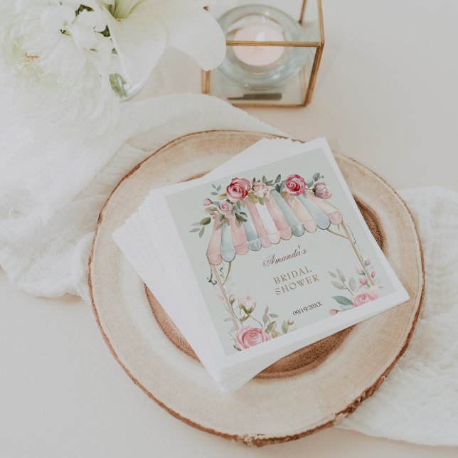 Green Floral French Bridal Shower Napkins (Creator Uploaded)