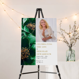 Green Floral Funeral Celebration Of Life Sign
