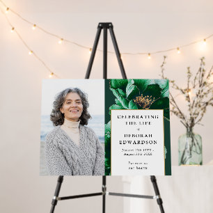 Green Floral Funeral Celebration Of Life Sign