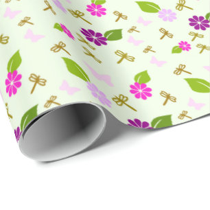 Green Floral Garden Birthday Wrapping Paper