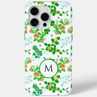 Green Floral Garden Monogrammed  iPhone 15 Pro Max Case