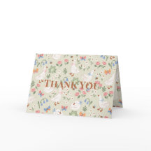 Green Floral Garden Thank You Card