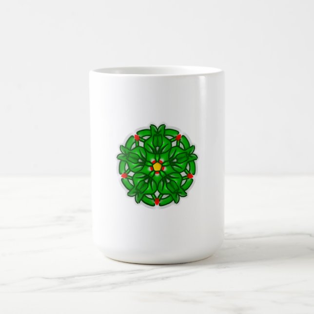 Green Floral Geometric Pattern Coffee Mug (Center)