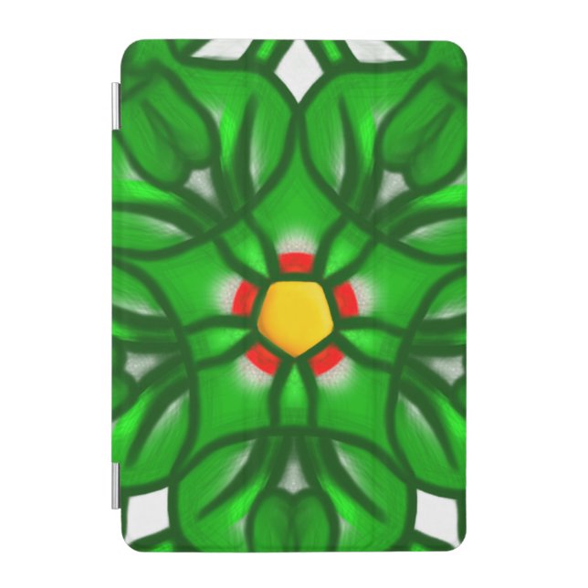 Green Floral Geometric Pattern iPad Mini Cover (Front)