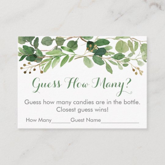 Green Floral Guess How Many Baby Shower Game Enclosure Card Zazzle Com