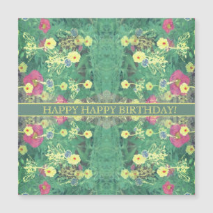 Green Floral "Happy Birthday!" Magnetic Card