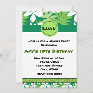 Green Floral Hawaiian Plumeria Summer Invitation