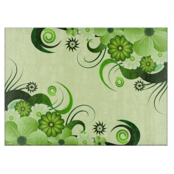 Green Floral Hibiscus Glass Chopping Boards by sunnymars at Zazzle