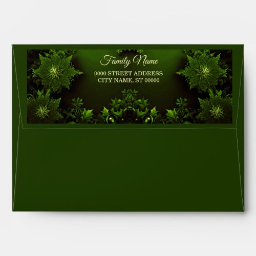 Green Floral Holiday Christmas Envelope