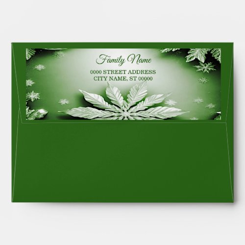 Green Floral Holiday Christmas Envelope