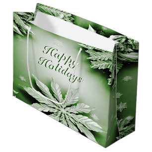Green Floral Holiday Christmas Gift Bag