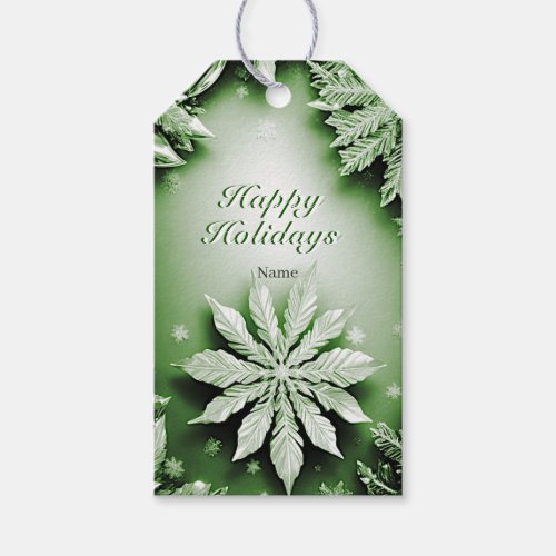 Green Floral Holiday Christmas Gift Tag