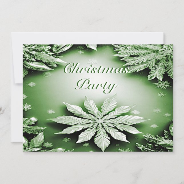 Green Floral Holiday Christmas Party Invitation (Front)
