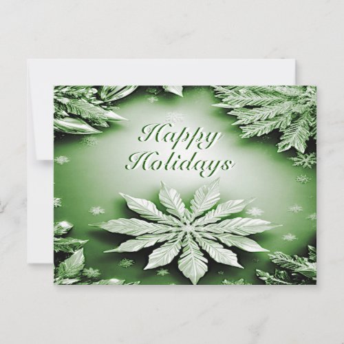 Green Floral Holiday Christmas Postcard