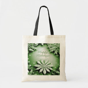 Green Floral Holiday Christmas Tote Bag