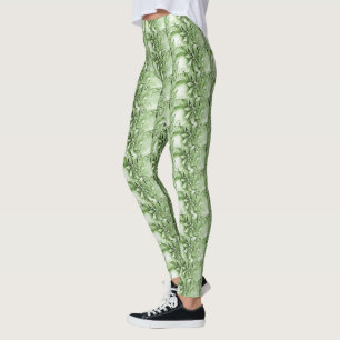Green Floral Holiday Legging