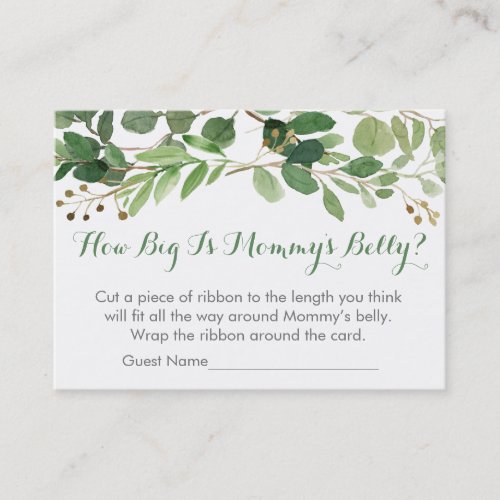 Green Floral How Big Is Mommys Belly Game Calling Card