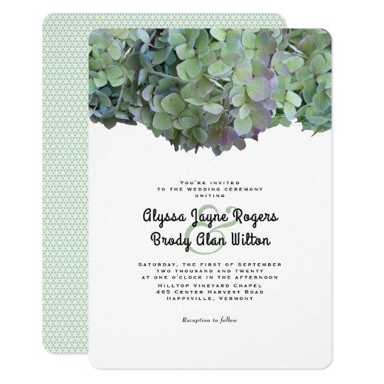 Green Floral Hydrangea Wedding Invitation