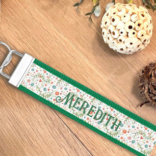 Green Floral” Inspirivity Wrist Keychain