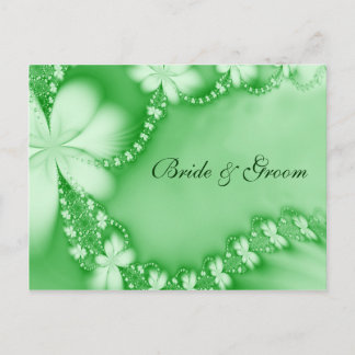 Green Floral Jewel, Bride & Groom Postcard