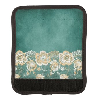 Green Floral Lace Look Luggage Handle Wrap by JLBIMAGES at Zazzle