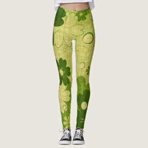 Green Floral Leggings