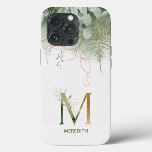 Green Floral Letter M Case_Mate iPhone Case