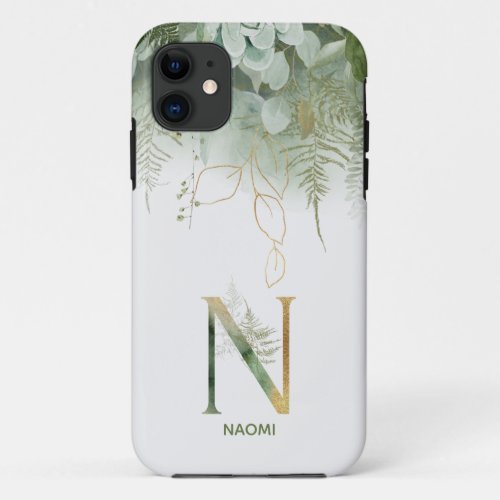 Green Floral Letter N Case_Mate iPhone Case