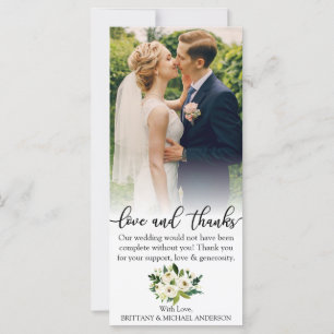 Green Floral Love and Thanks Wedding Card