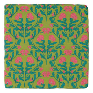 Green Floral Marble Trivet for Hot Pans