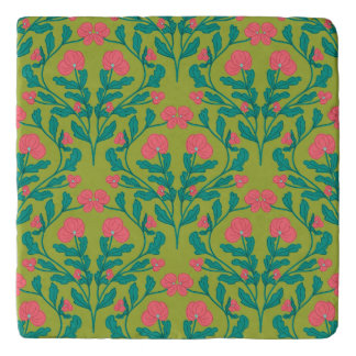 Green Floral Marble Trivet for Hot Pans