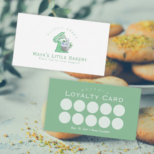 Green Floral Mixer Bakery Loyalty Rewards Business Card